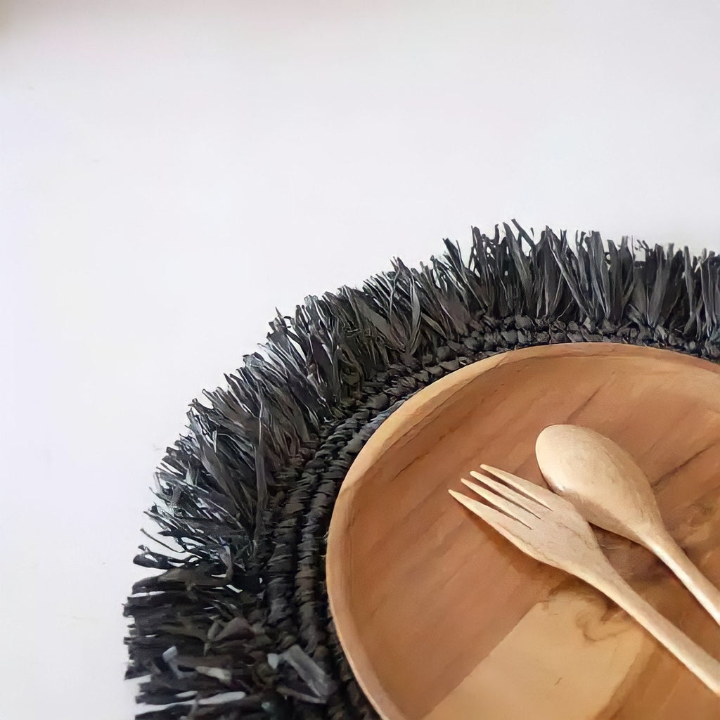 Boho Round Natural Placemats, Agel raffia placemats, Straw Serving Mat, Wicker Seagrass Wall Decor