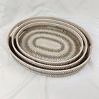 Three Tone Decorative Rattan Oval Tray (1 set), Housewarming Presents