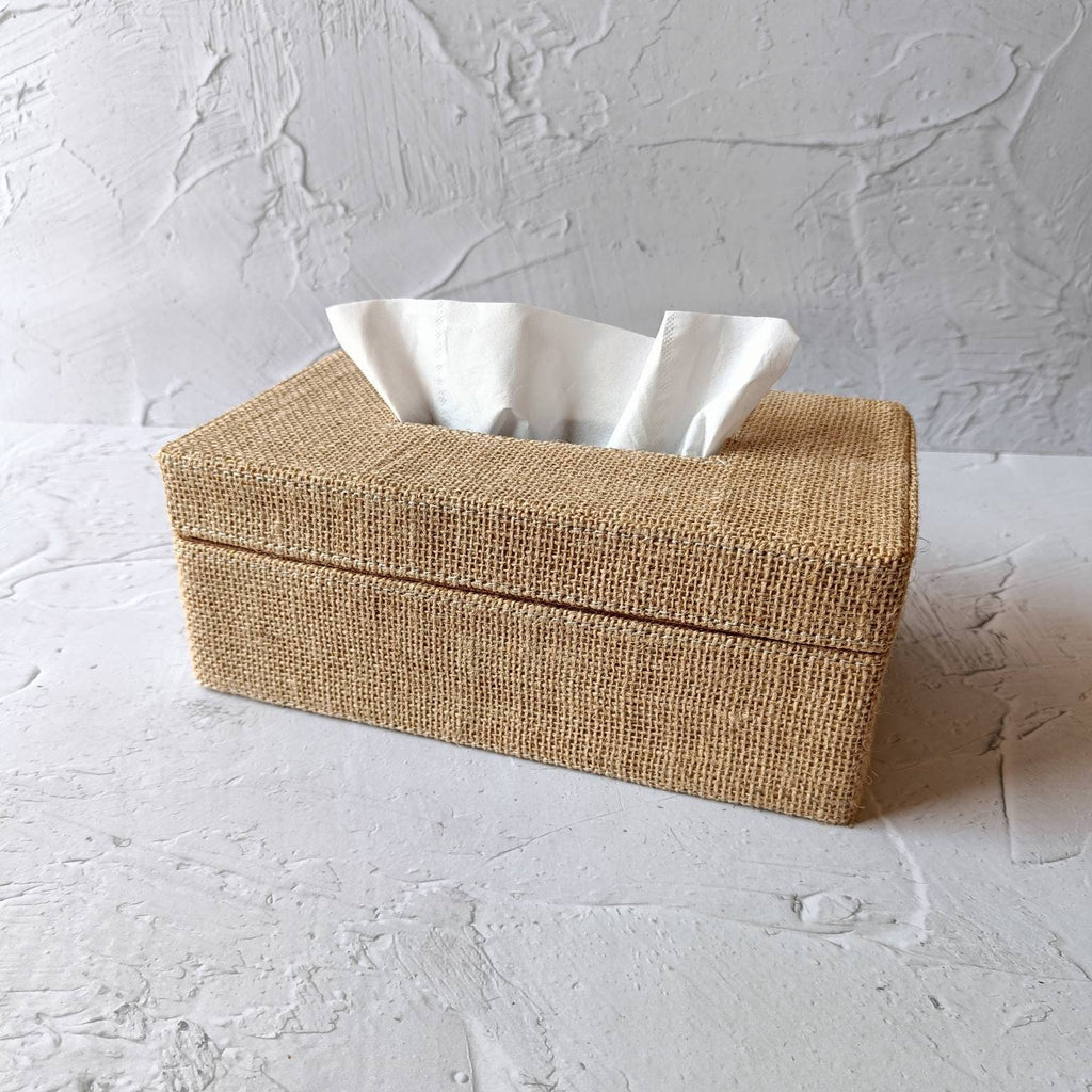 Handmade Jute Tissue Box Cover, Natural Boho Tissue Box for Table Decor