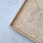 White Woven Rattan Square Tray, Straw Serving Tray, Decorative Boho Tray for Table Decor, Perfume Tray