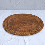 Handcrafted brown oval rattan placemats - Set of 4 Boho Natural Woven Dining Table Mats (40x30cm)