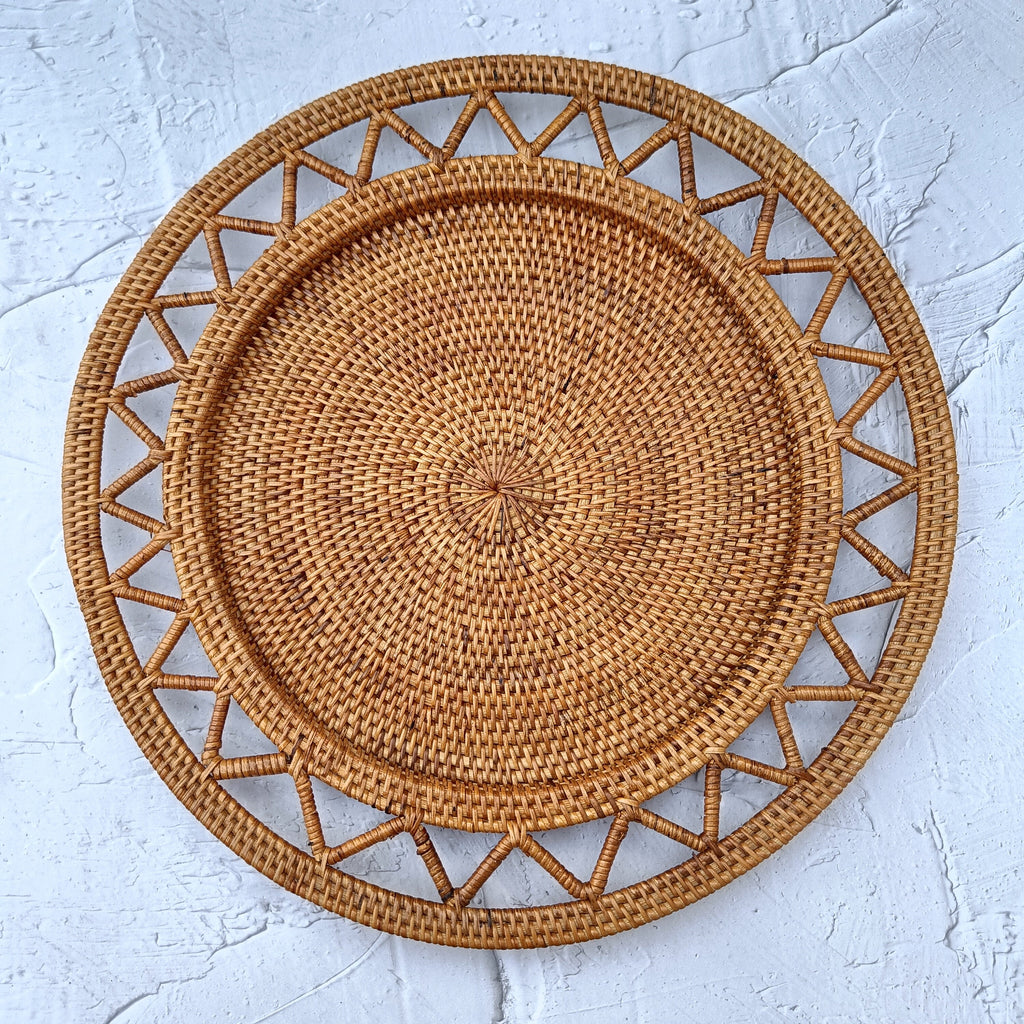 ROKA Rattan Charger Plates, Decorative Plate Set for Table Decor, Wedding Centerpieces and Decoration