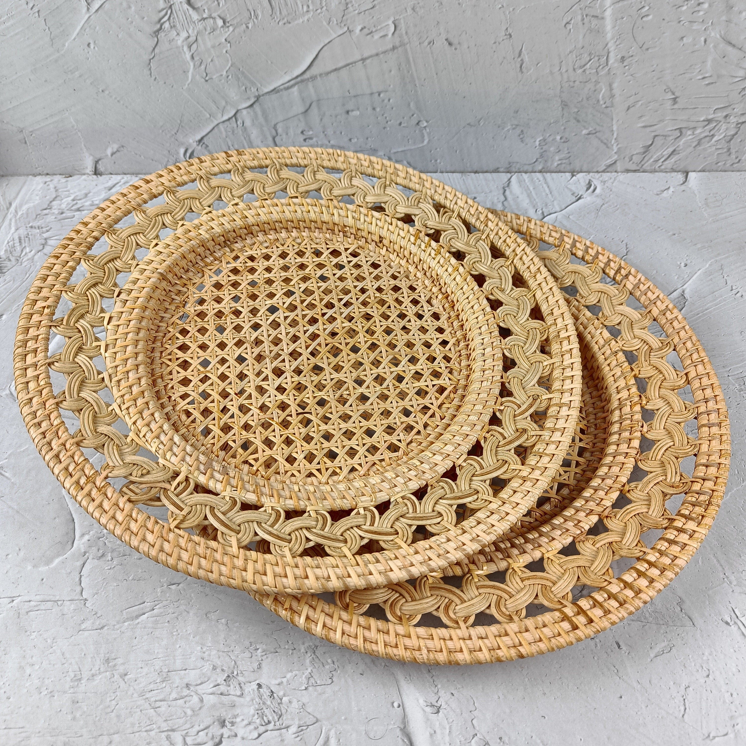 GENDIS Rattan Charger Plates With Natural Color, Decorative Plate Set for Table Decor, Wedding Centerpieces and Decoration