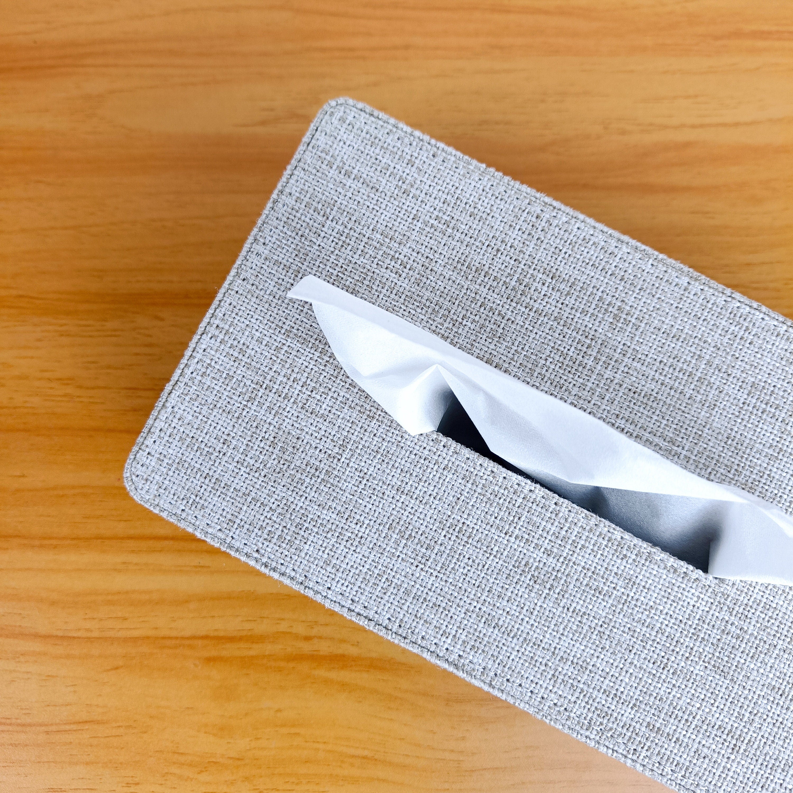 Grey Jute Tissue Box Cover, Natural Boho Tissue Box for Table Decor