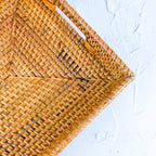 Classic Handmade Natural Woven Rattan Rectangle Tray with Handles for Serving and Decorating - Perfect for Coffee Tables and Home Decor