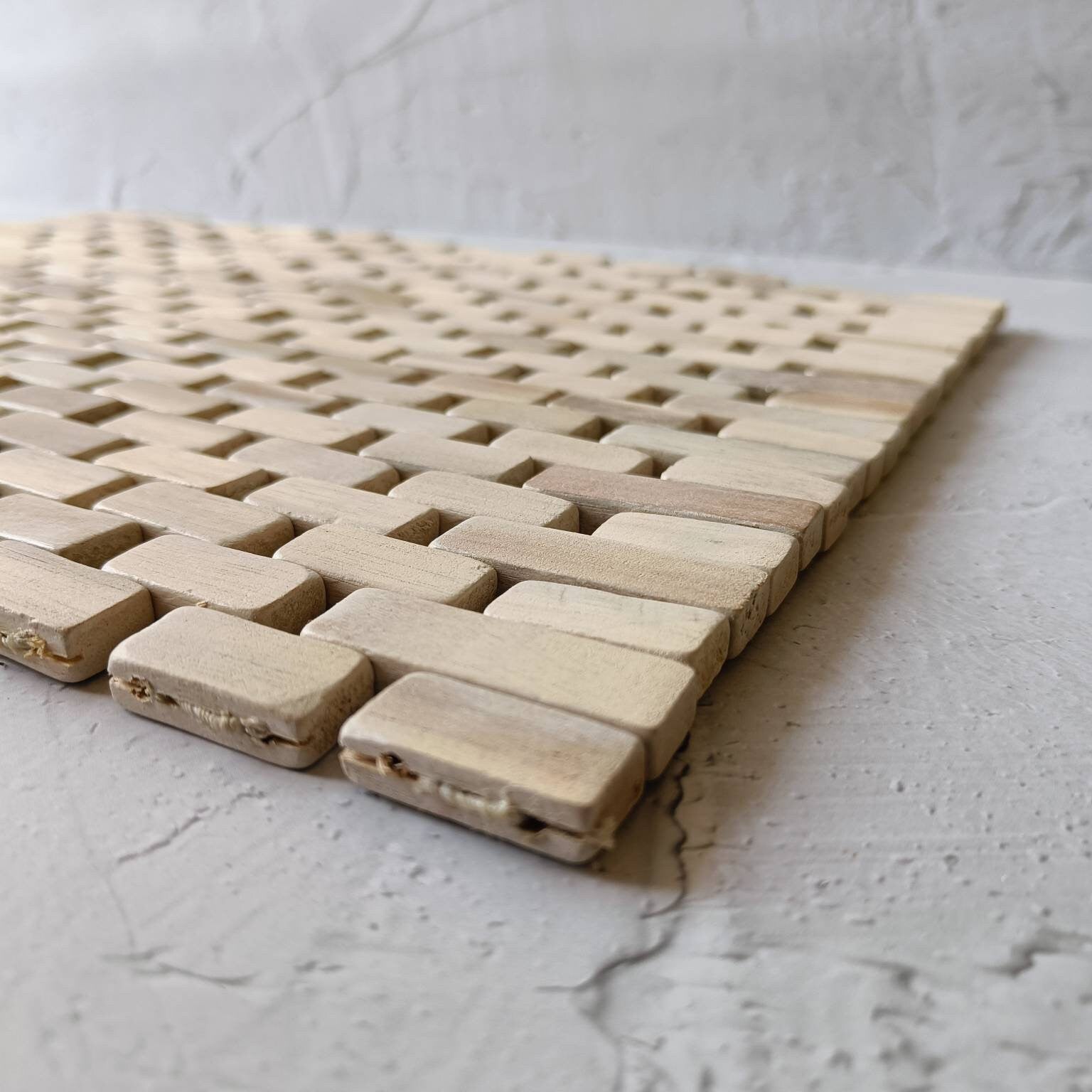 Foldable Wooden Rectangular Placemat, Kitchen Decor Wood, Decorative Mats