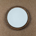 Set of 3 Dark Brown Rattan Charger Plates - 33cm Natural Handwoven Placemats with Side-Direction Weave Edges