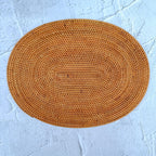 Handcrafted brown oval rattan placemats - Set of 4 Boho Natural Woven Dining Table Mats (40x30cm)