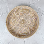 White Woven Round Rattan Tray, Coffee Table Tray, Round Boho Serving Tray for Table, Straw Serving Tray