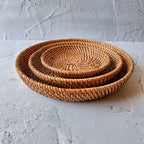 1 Set Rattan Decorative Trays, Charger Plate, Fruit Plate, Wedding Decoration