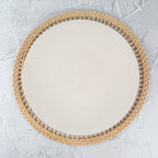 Set of 4 Spiral Handwoven Round Rattan Placemats, Straw Serving Mat, Rustic Decoration, Natural Kitchen Decor for Table