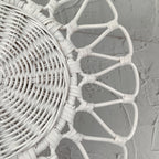 White Flower Shaped Rattan Placemat, Boho Hanging Wall Decoration, Rattan Charger Plates Set, Wedding Centerpiece