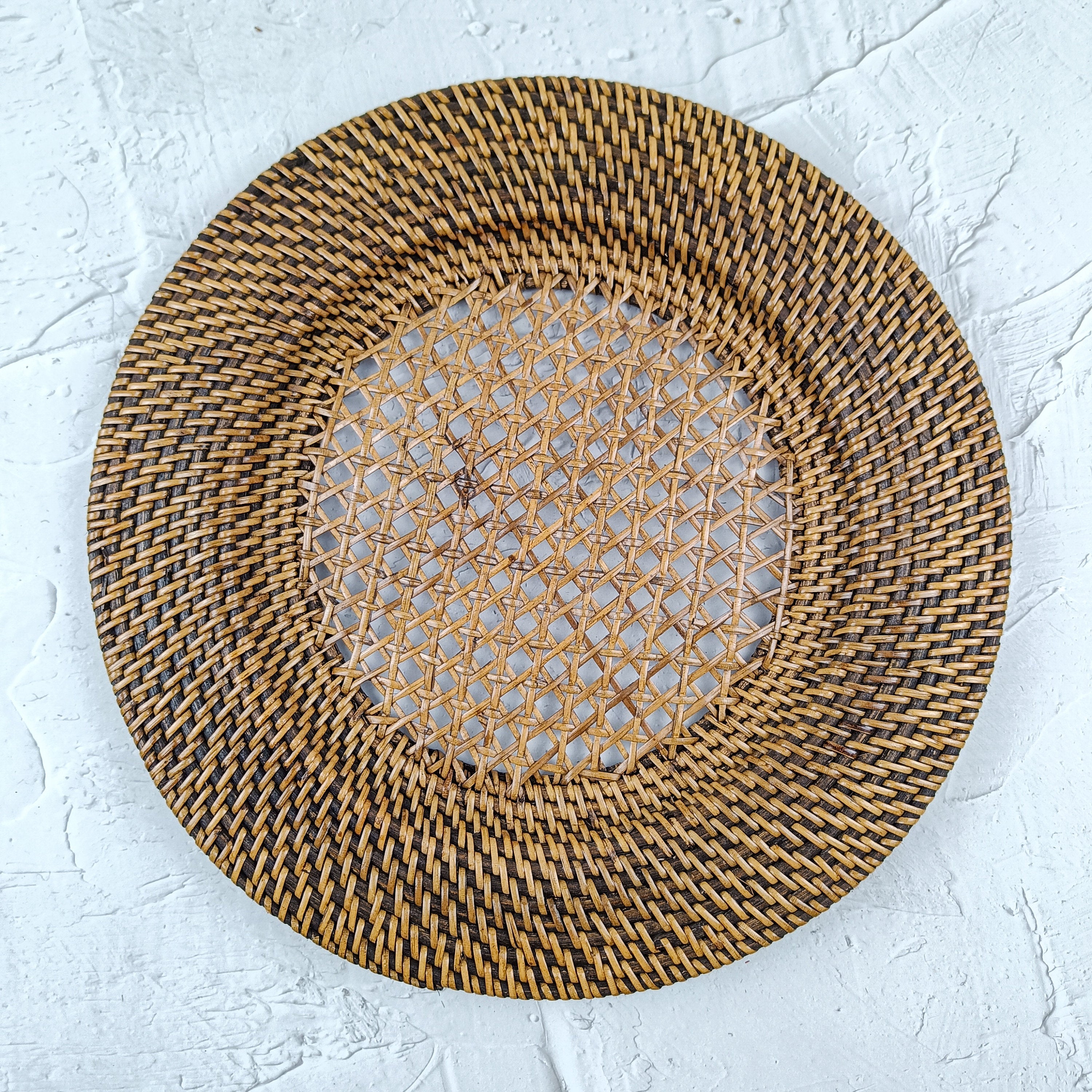 Set of 3 Rattan Charger Plates, Decorative Plate Set for Table Decor, Wedding Centerpieces and Decoration