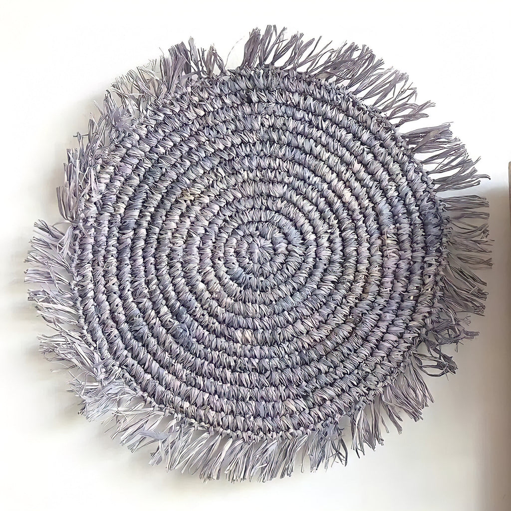 Boho Round Natural Placemats, Agel raffia placemats, Straw Serving Mat, Wicker Seagrass Wall Decor
