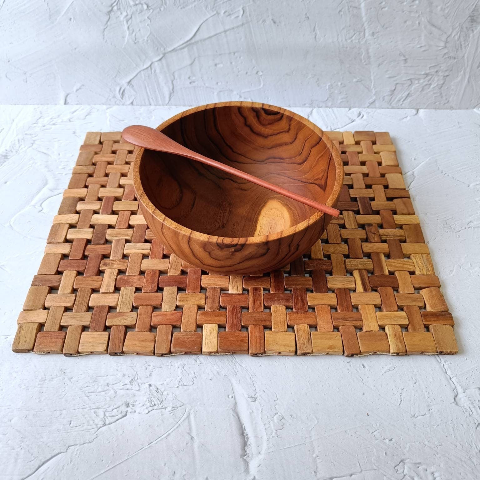 Solid Handmade Teak Wood Bowl, Decorative Table Center Bowl, Ramen Bowl, Dining Room Table Centerpieces