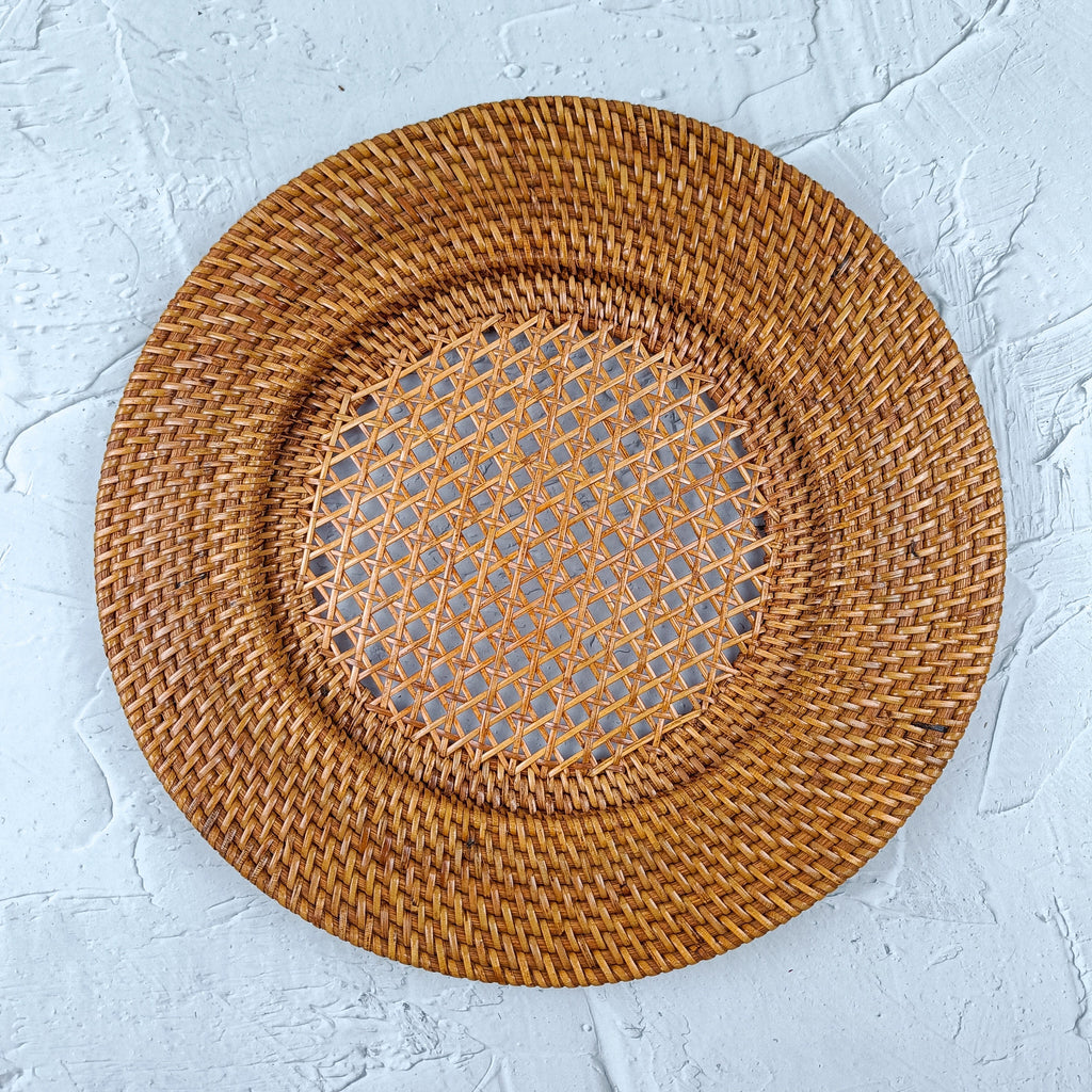 Set of 3 Rattan Charger Plates, Decorative Plate Set for Table Decor, Wedding Centerpieces and Decoration