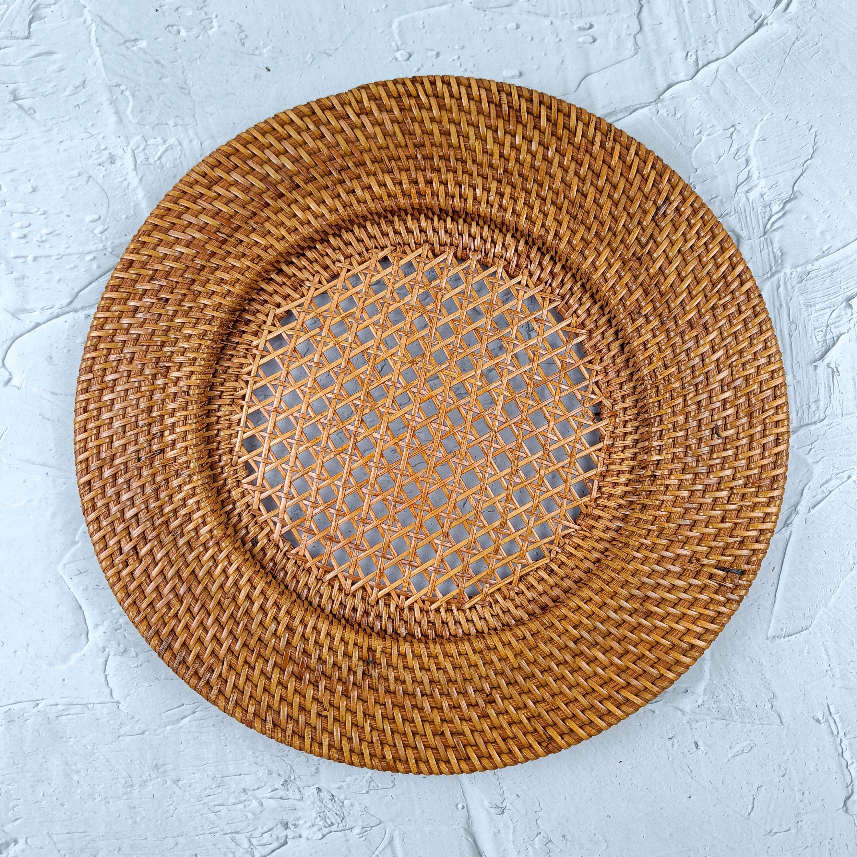 Set of 3 Rattan Charger Plates, Decorative Plate Set for Table Decor, Wedding Centerpieces and Decoration