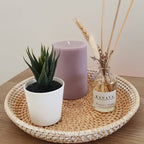 Two Tone Woven Round Rattan Tray, Perfume tray, Coffee Table Tray, Wicker Round Plate
