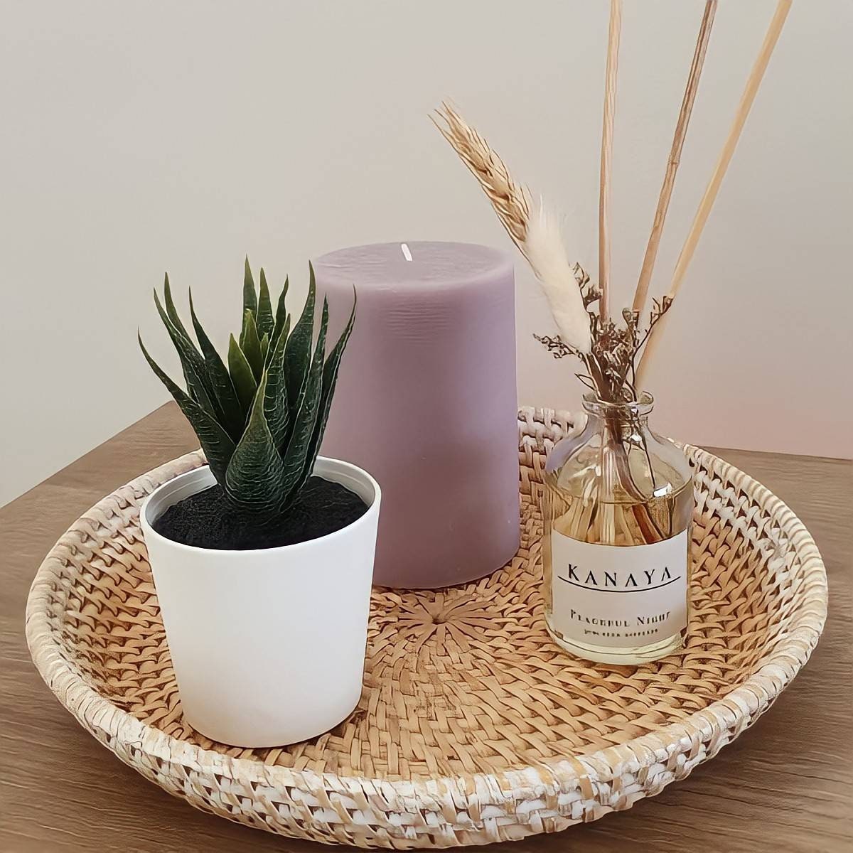 Two Tone Woven Round Rattan Tray, Perfume tray, Coffee Table Tray, Wicker Round Plate