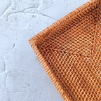 Woven Rattan Rectangle Storage Box, Rattan Tray, Straw Square Tray, Boho Natural Decorative Basket