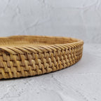 Woven Round Rattan Tray, Boho Tray, Small Round Basket, Wicker Decorative Tray
