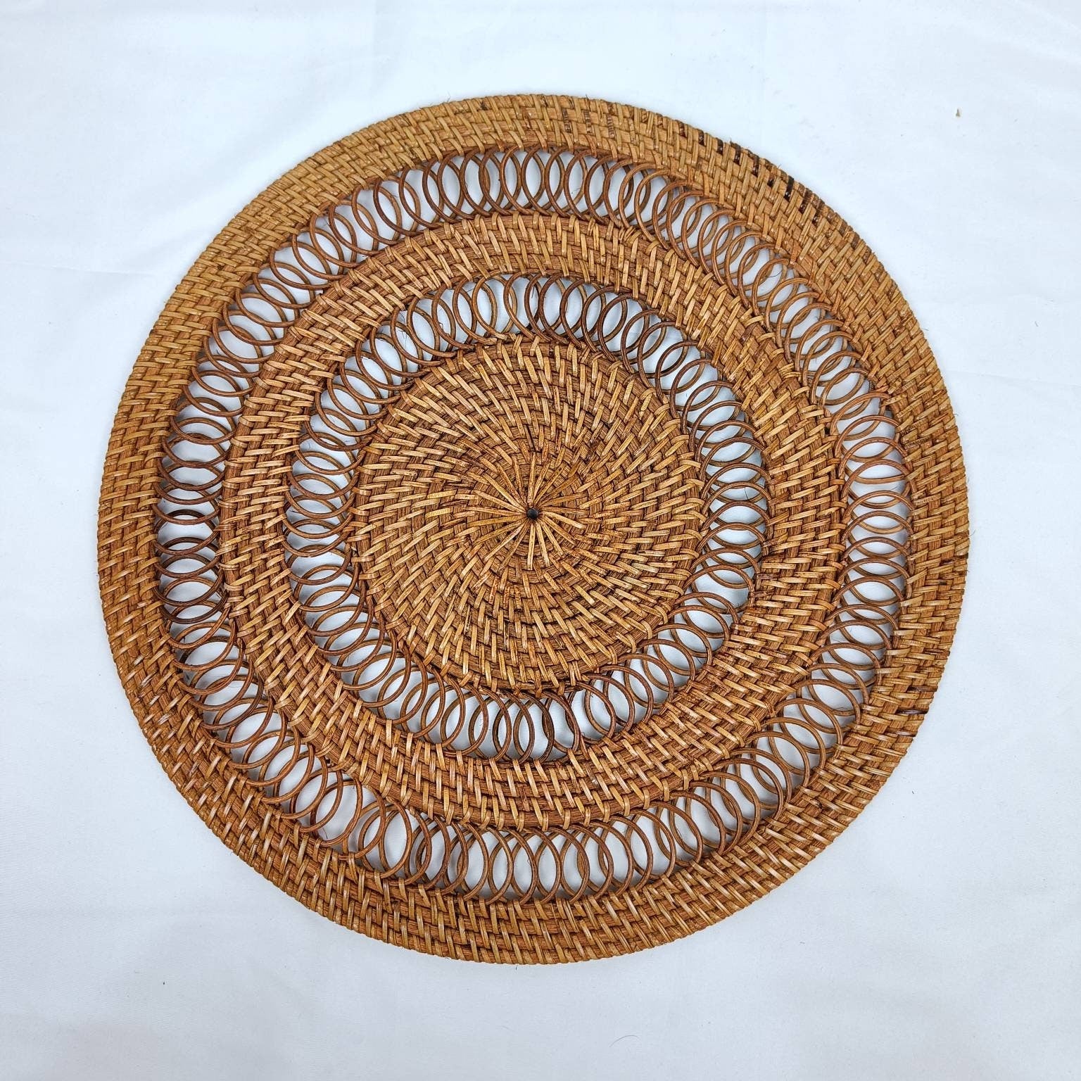 SWIRL Rattan Placemats, Boho Table Decor and Hanging Wall Decoration, Vintage Home Decor