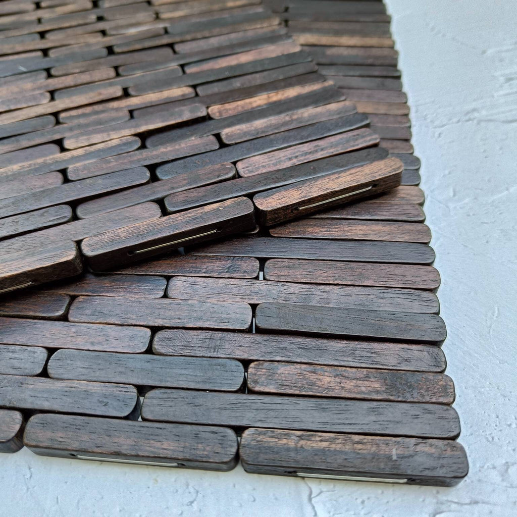 Wooden Foldable Rectangular Placemat | Long Block Sonokeling Wood Placemat | Unique Placemats for Table Decor