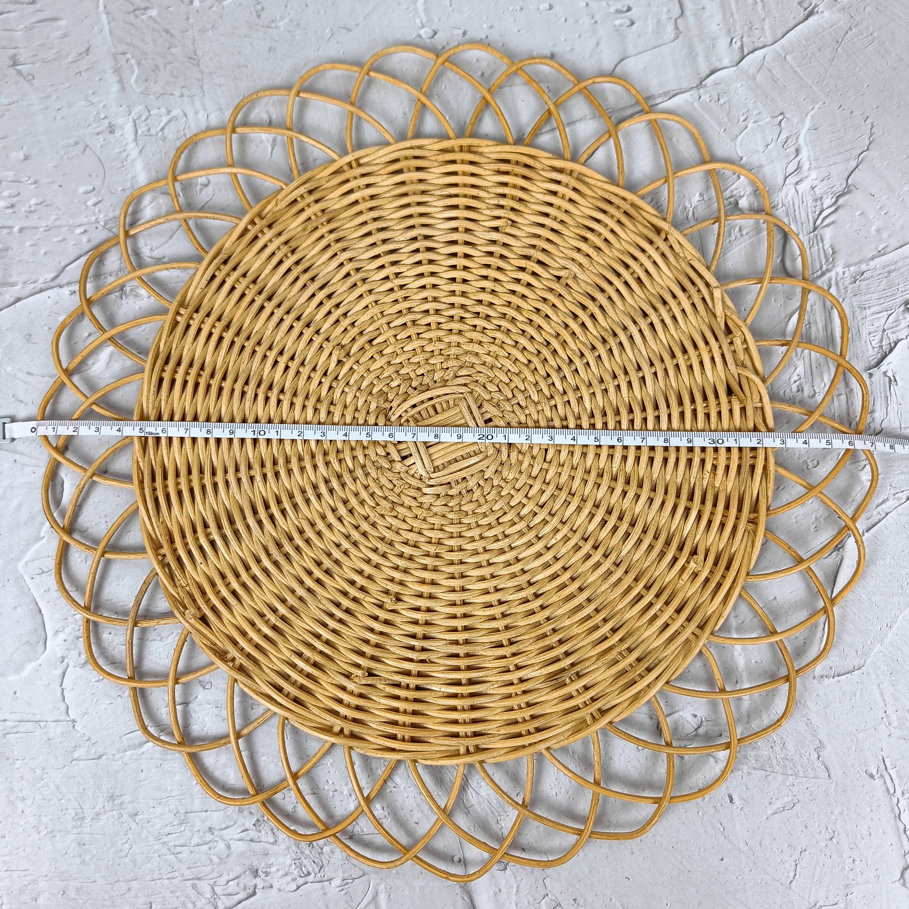 Woven Natural Flower Rattan Placemat, Charger Plate, Boho Home Decoration