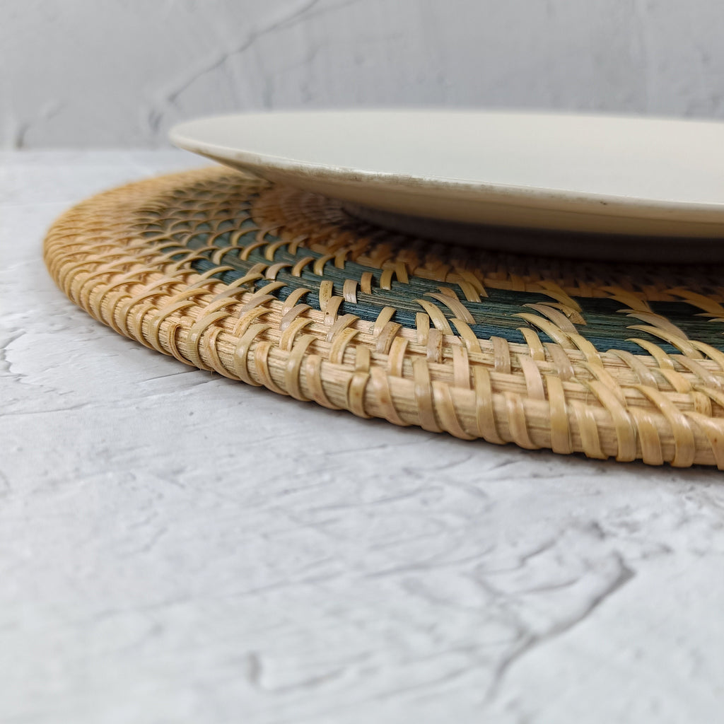 Handmade Two Tone Rattan Placemats - Set of 4