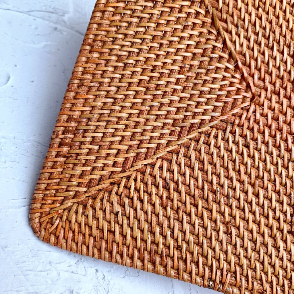 Set of 4 Rectangular Rattan Placemats, Farmhouse Decoration, Boho Table Decor