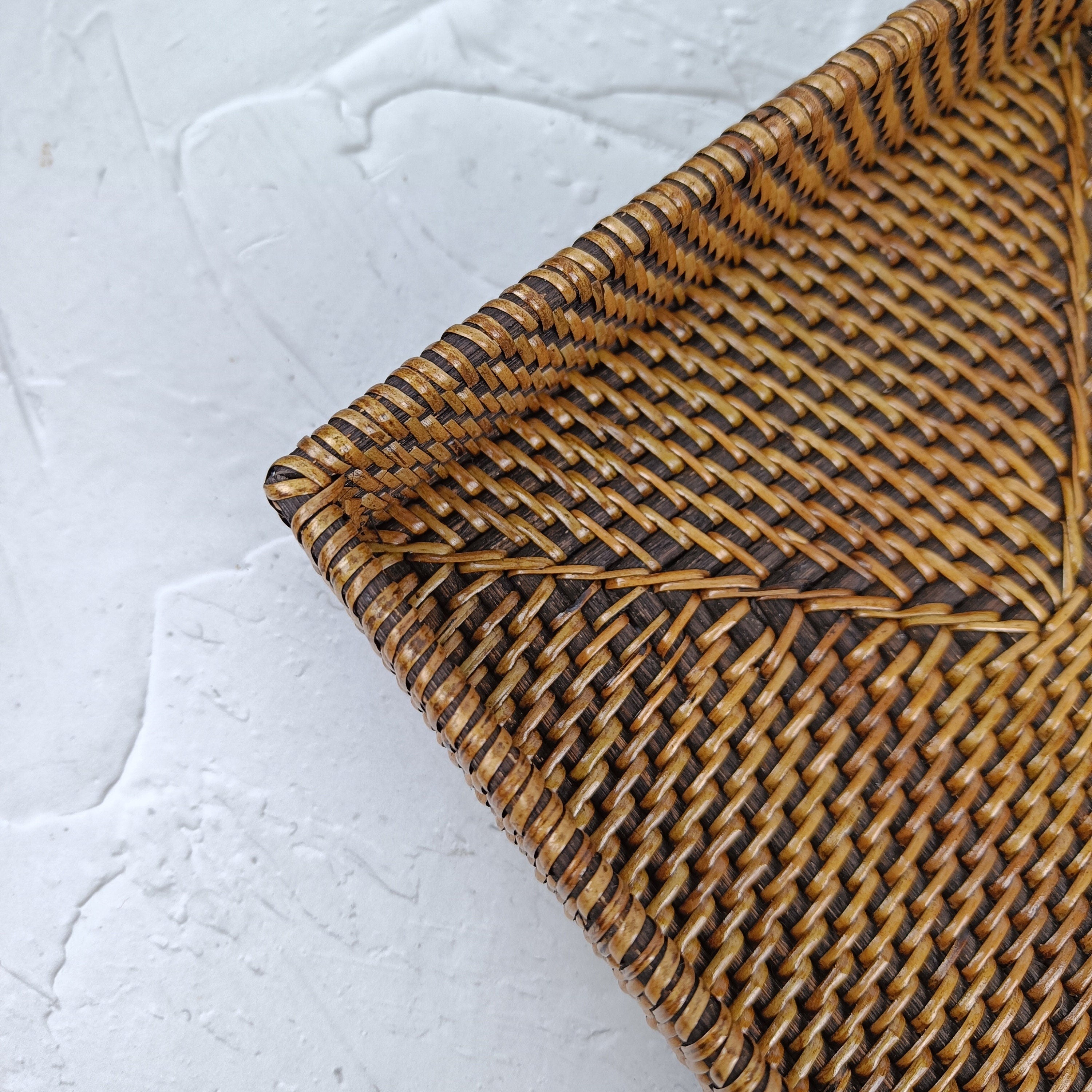 No Handle Rectangular Rattan Woven Tray With Natural Color, Bread Basket Storage, Fruit Basket Rectangular, Dry Fruit Platter Tray