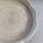 Wavy Decor Rattan Tray, Round Saucer Tray, Circular Tray, Perfume Tray, Bohemian Tray for Table Decor