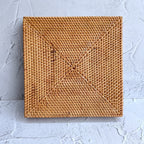 Aesthetic Hand Woven Honey Brown Rattan Square Tray, Decorative Boho Tray for Table Decor