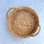 Eco-Friendly Boho Water Hyacinth Tray with Iron Frame, Natural and Sustainable Home Organizer, Farmhouse Style Tray