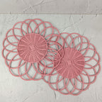 Handwoven Pink Rattan Flower Placemat – Decorative Boho Table Decor, 38cm (15 inch) Large Floral Wicker Mat, Eco-Friendly Home Accent