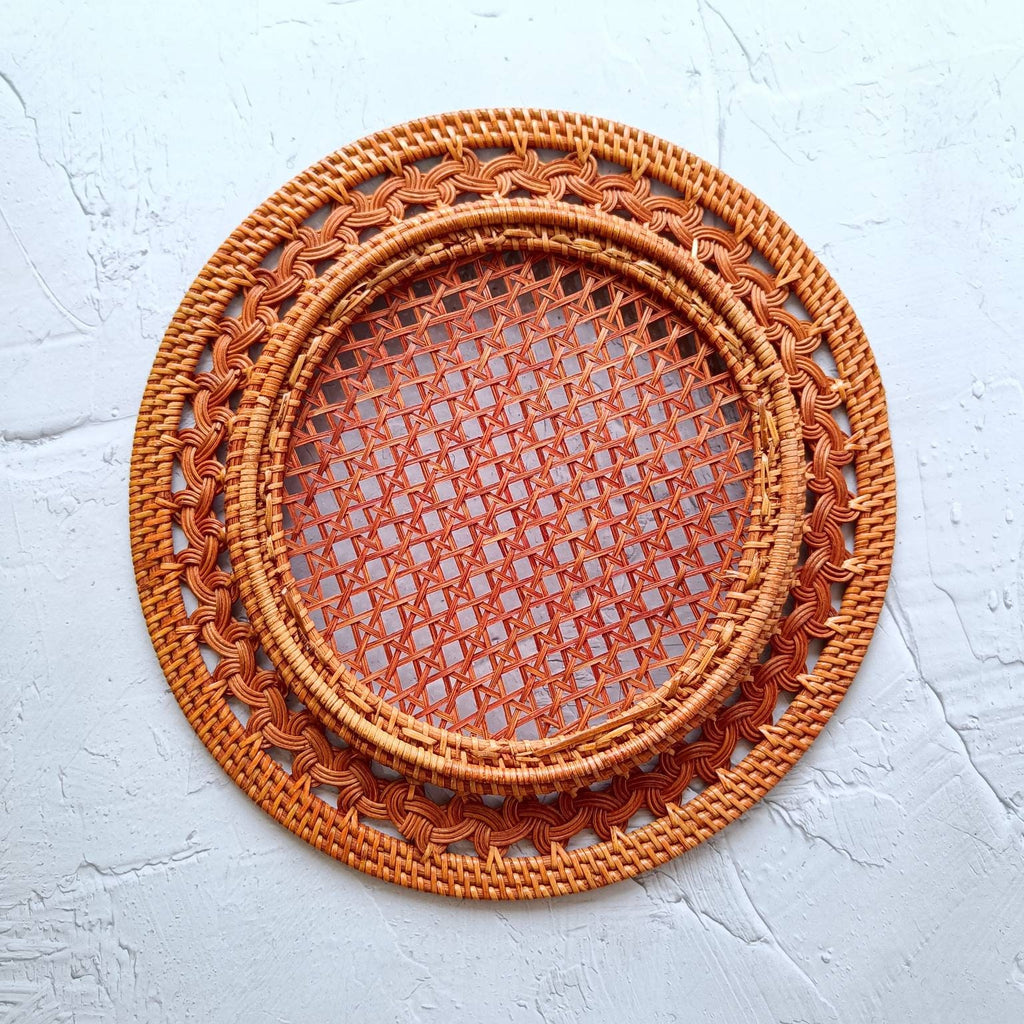 Set of 3 Handmade GENDIS Rattan Charger Plates, Decorative Plate Set for Table Decor, Wedding Centerpieces and Decoration