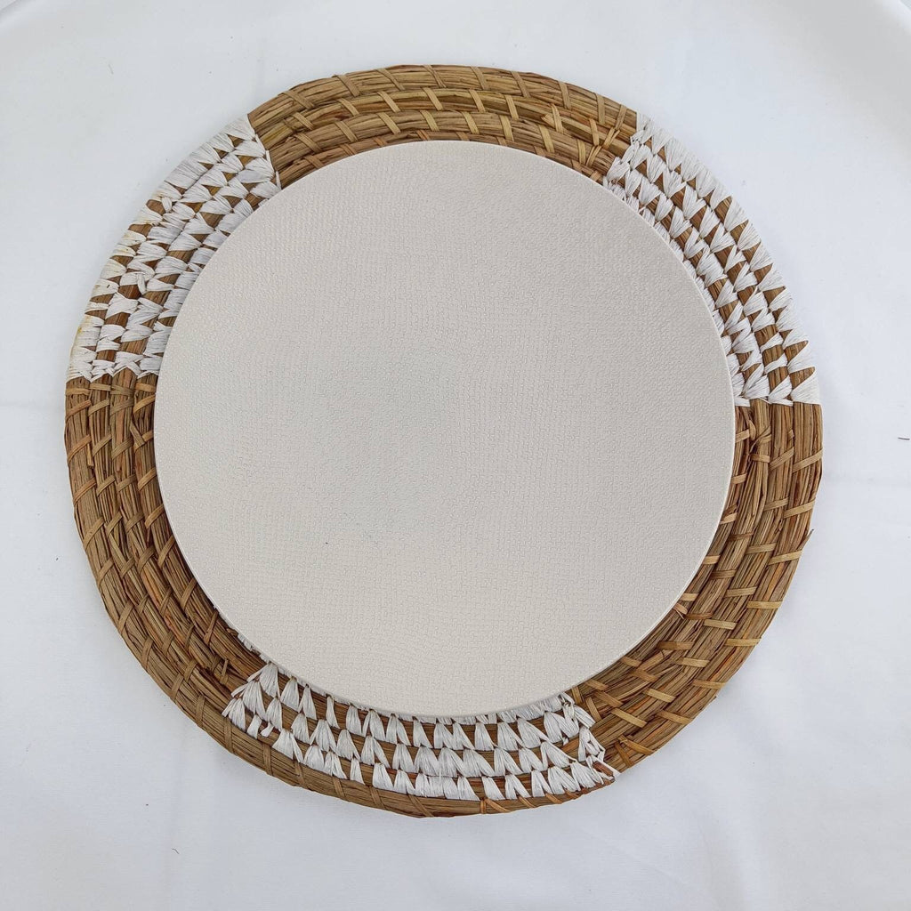 Natural Weave Two Tone Mendong Placemats With Unique Pattern, Handwoven Boho Hanging Wall Decoration, Placemat Table Setting