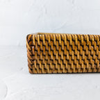 Classic Handmade Natural Woven Rattan Rectangle Tray with Handles for Serving and Decorating - Perfect for Coffee Tables and Home Decor