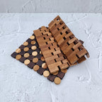 Natural Teak Wood Table Mat – 20x20cm, Handmade Foldable Placemat, Rustic Kitchen & Dining Decor, Event-Ready Coaster