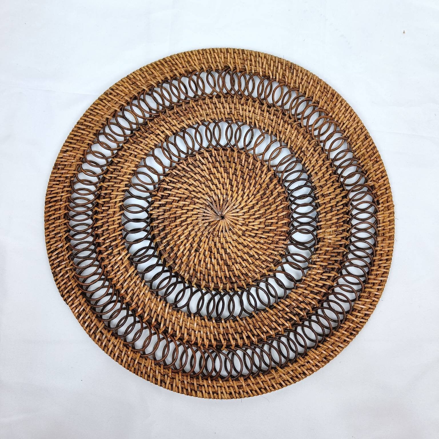 SWIRL Rattan Placemats, Boho Table Decor and Hanging Wall Decoration, Vintage Home Decor