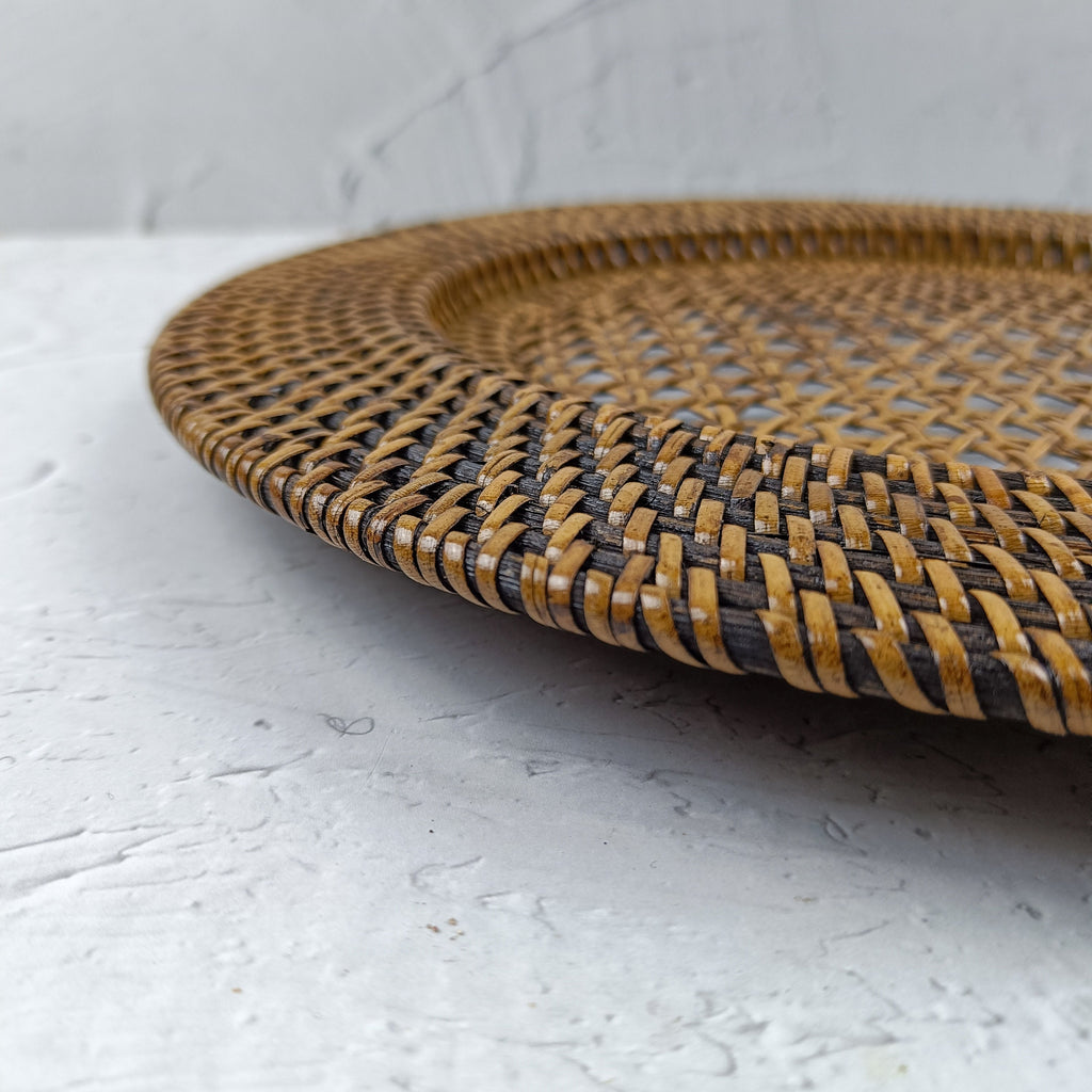 Set of 3 Rattan Charger Plates, Decorative Plate Set for Table Decor, Wedding Centerpieces and Decoration