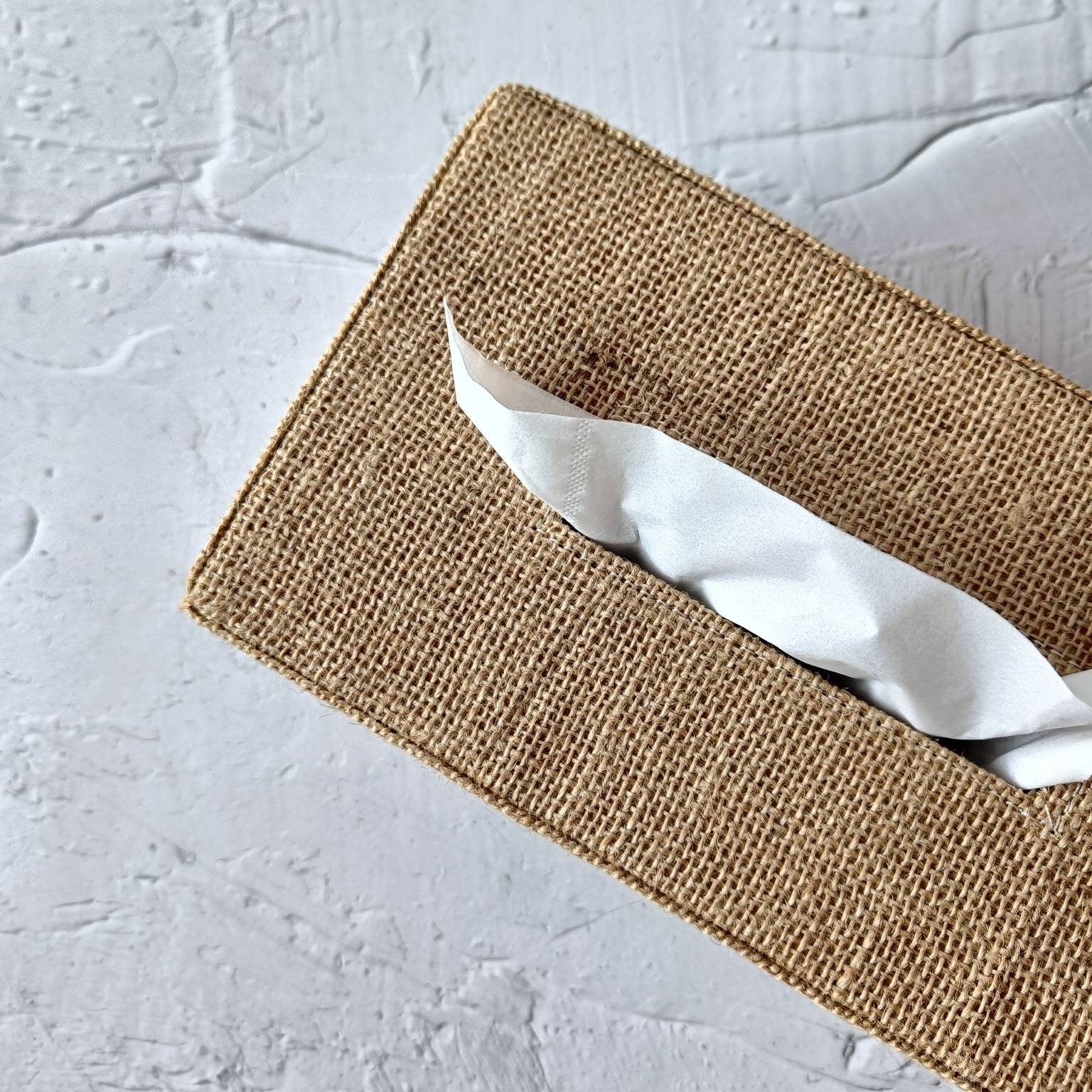 Handmade Jute Tissue Box Cover, Natural Boho Tissue Box for Table Decor