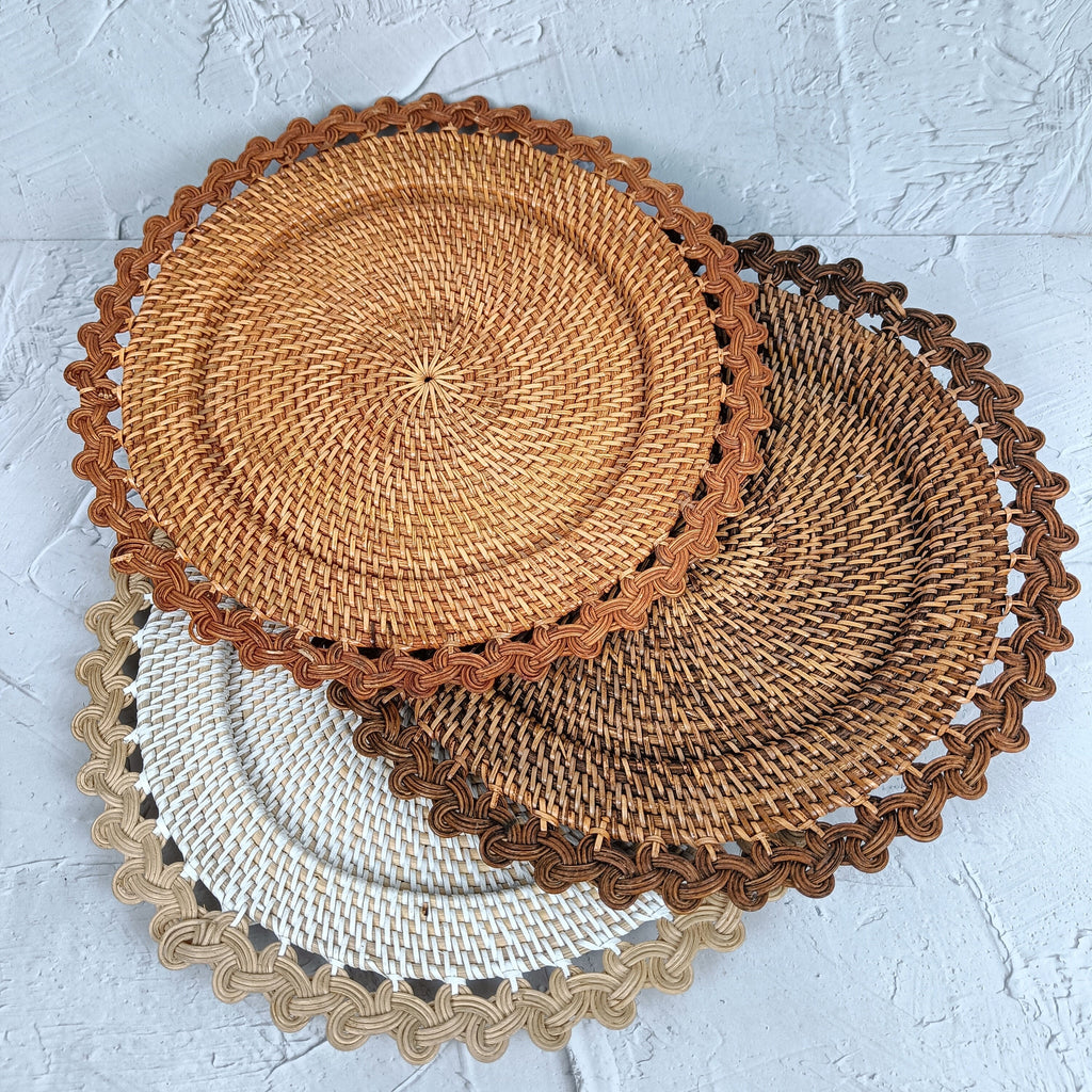 Rattan Charger Plate With Unique Side Weave Pattern