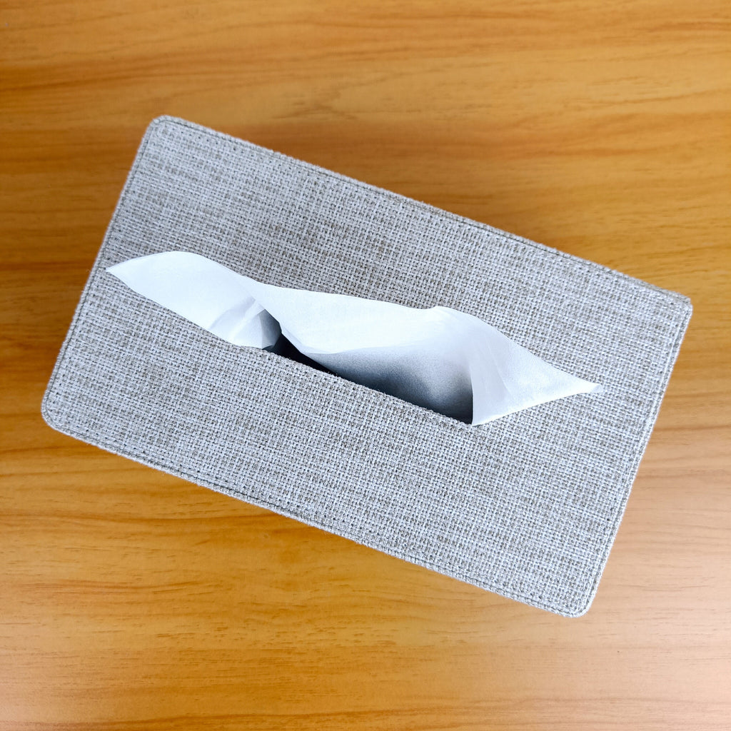 Grey Jute Tissue Box Cover, Natural Boho Tissue Box for Table Decor