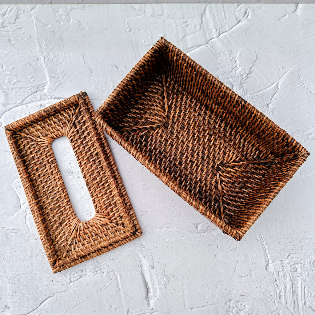 Handmade Rattan Tissue Box Cover - 3 Colors Option