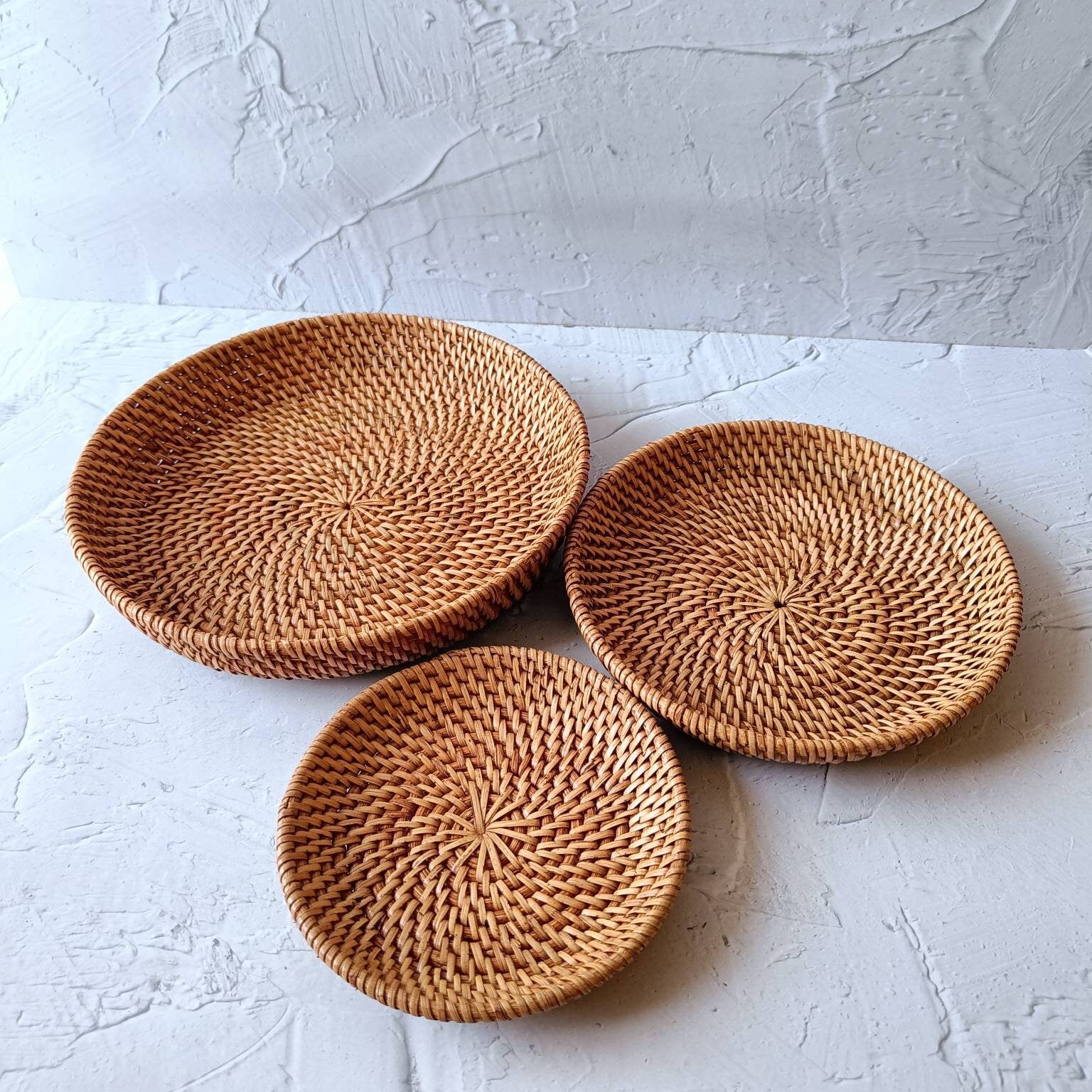 1 Set Rattan Decorative Trays, Charger Plate, Fruit Plate, Wedding Decoration