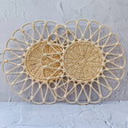Flower-Shaped Rattan Placemat, Boho Hanging Wall Decoration, Rattan Petal Charger Plates