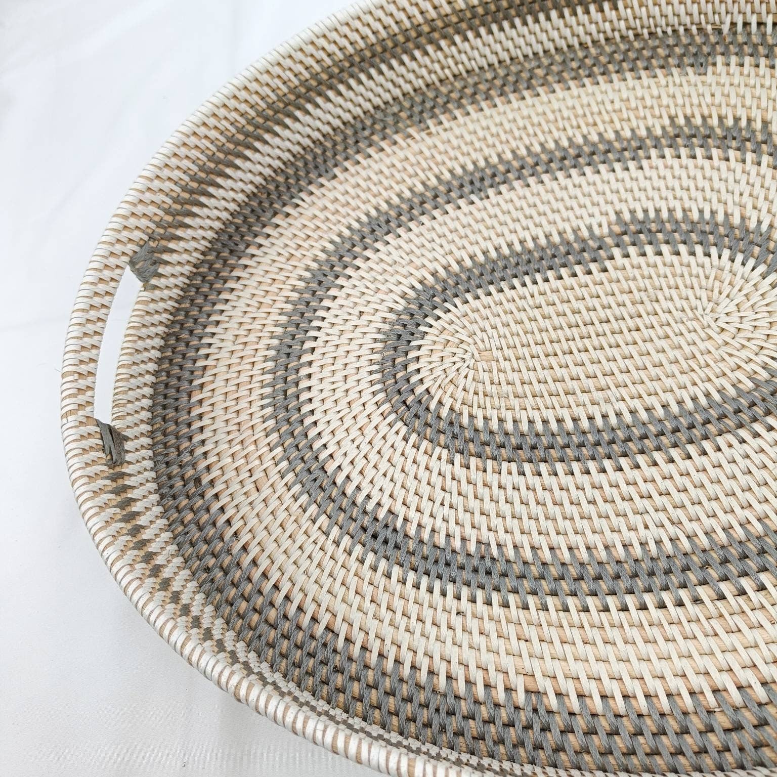 Three Tone Decorative Rattan Oval Tray (1 set), Housewarming Presents
