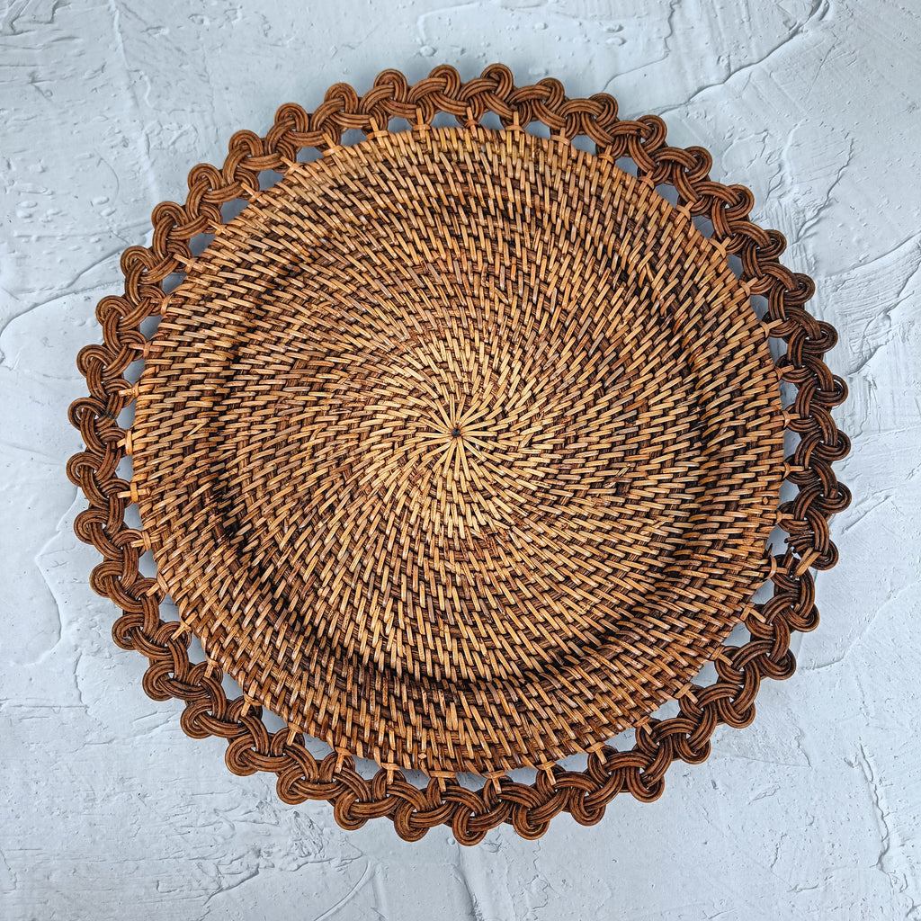 Rattan Charger Plate With Unique Side Weave Pattern