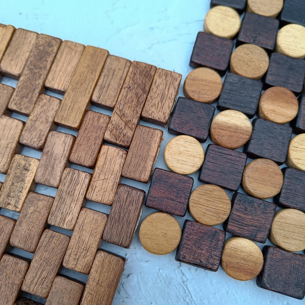 Natural Teak Wood Table Mat – 20x20cm, Handmade Foldable Placemat, Rustic Kitchen & Dining Decor, Event-Ready Coaster